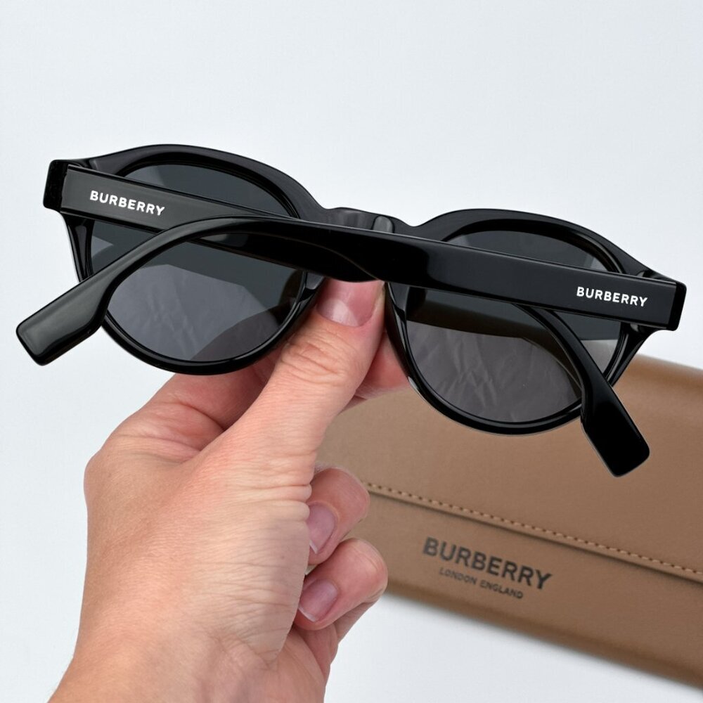 Burberry BE4404 300187 BRAND NEW Sunglasses Black Grey Oval Unisex - Picture 3 of 11